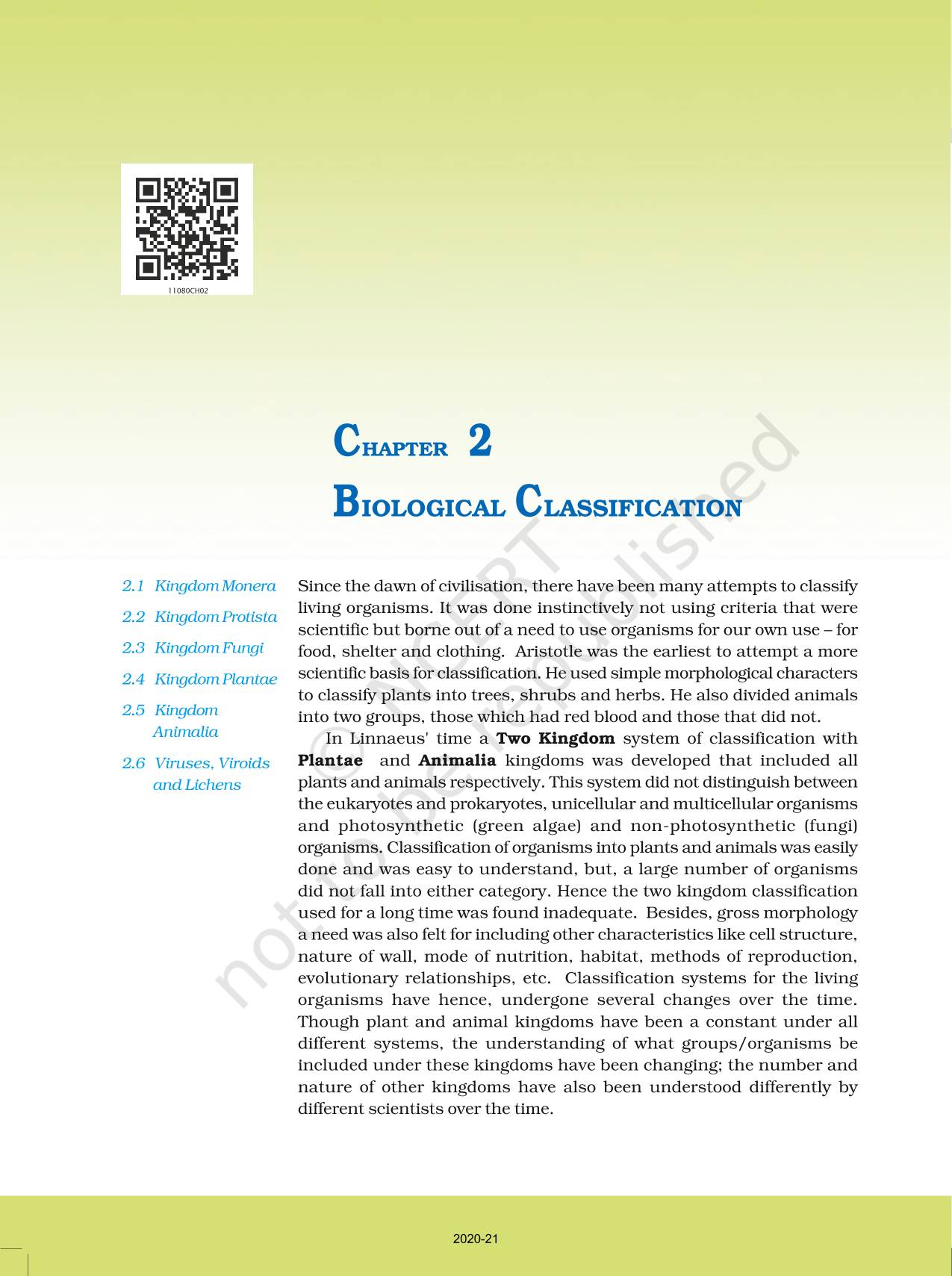 Biological Classification - NCERT Book Of Class 11 Biology